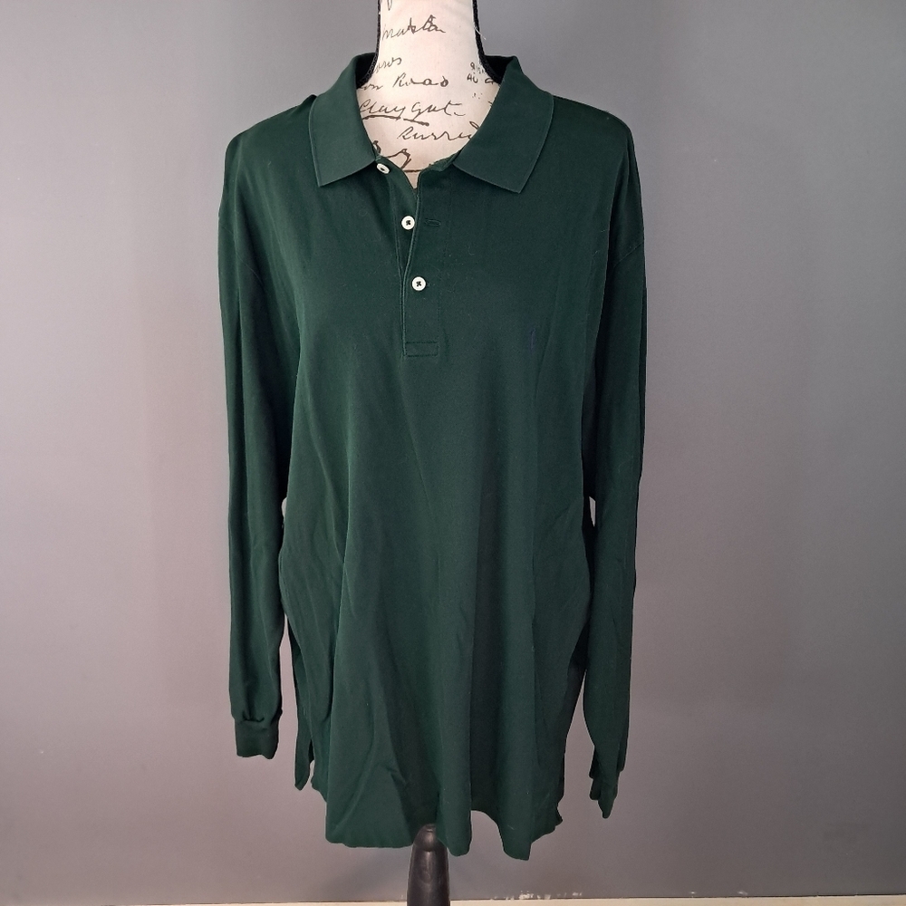 Vintage Ralph Lauren Polo Golf XL Green Golf Long Sleeve Shirt Embroidered Logo